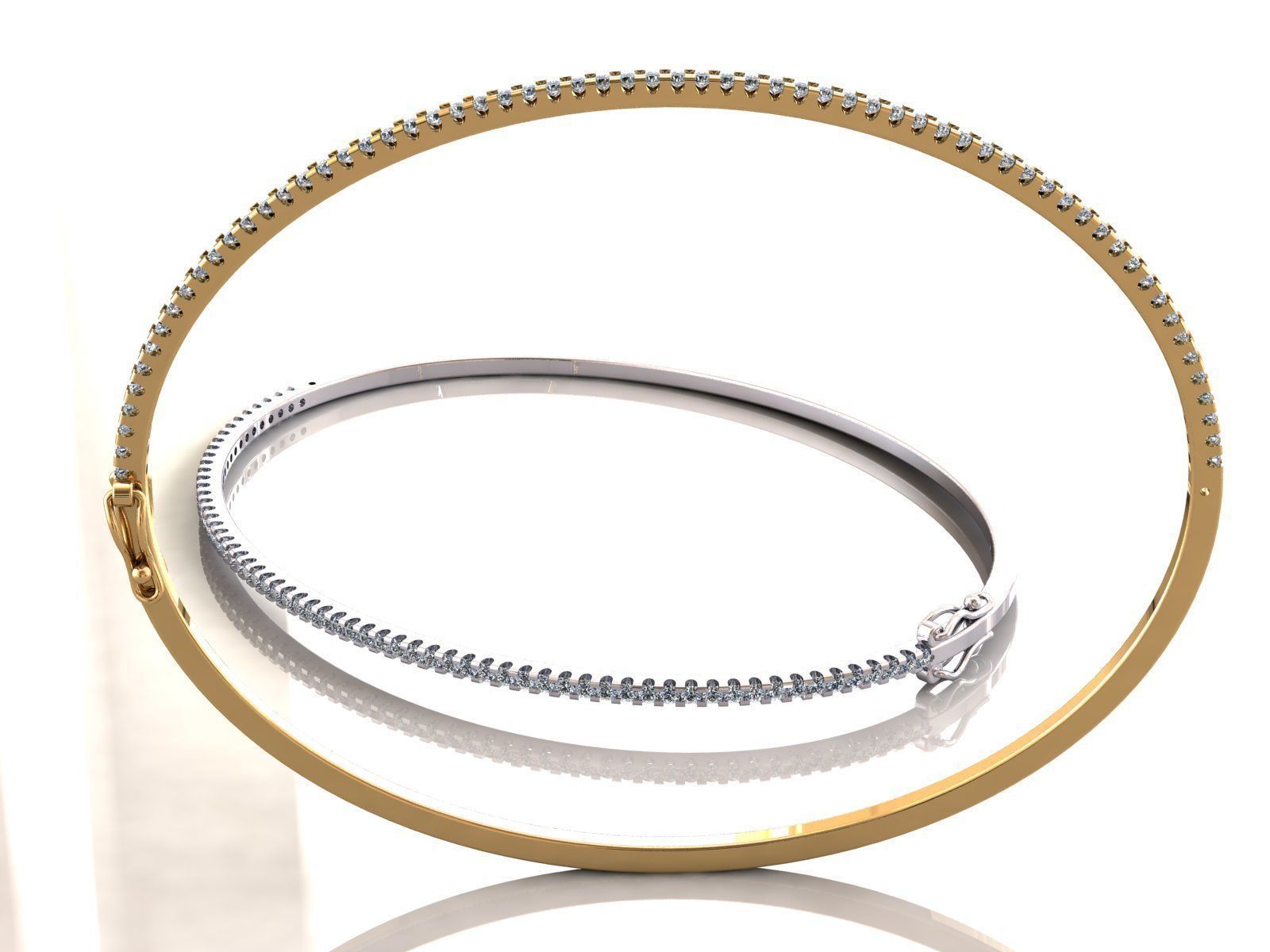 Diamond Bangle Bracelet 1Line 3D print model_4