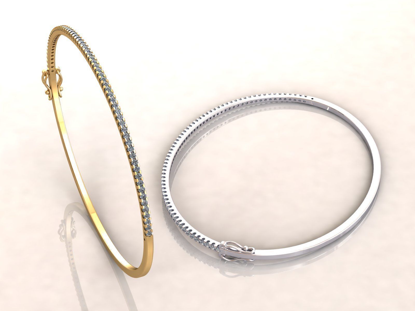 Diamond Bangle Bracelet 1Line 3D print model_2