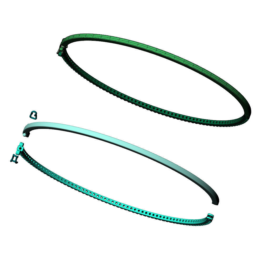 Diamond Bangle Bracelet 1Line 3D print model_19