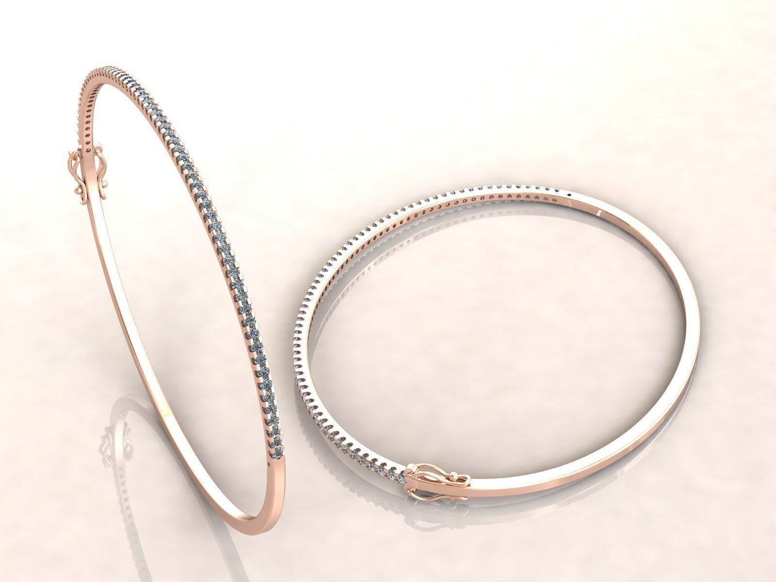 Diamond Bangle Bracelet 1Line 3D print model_1