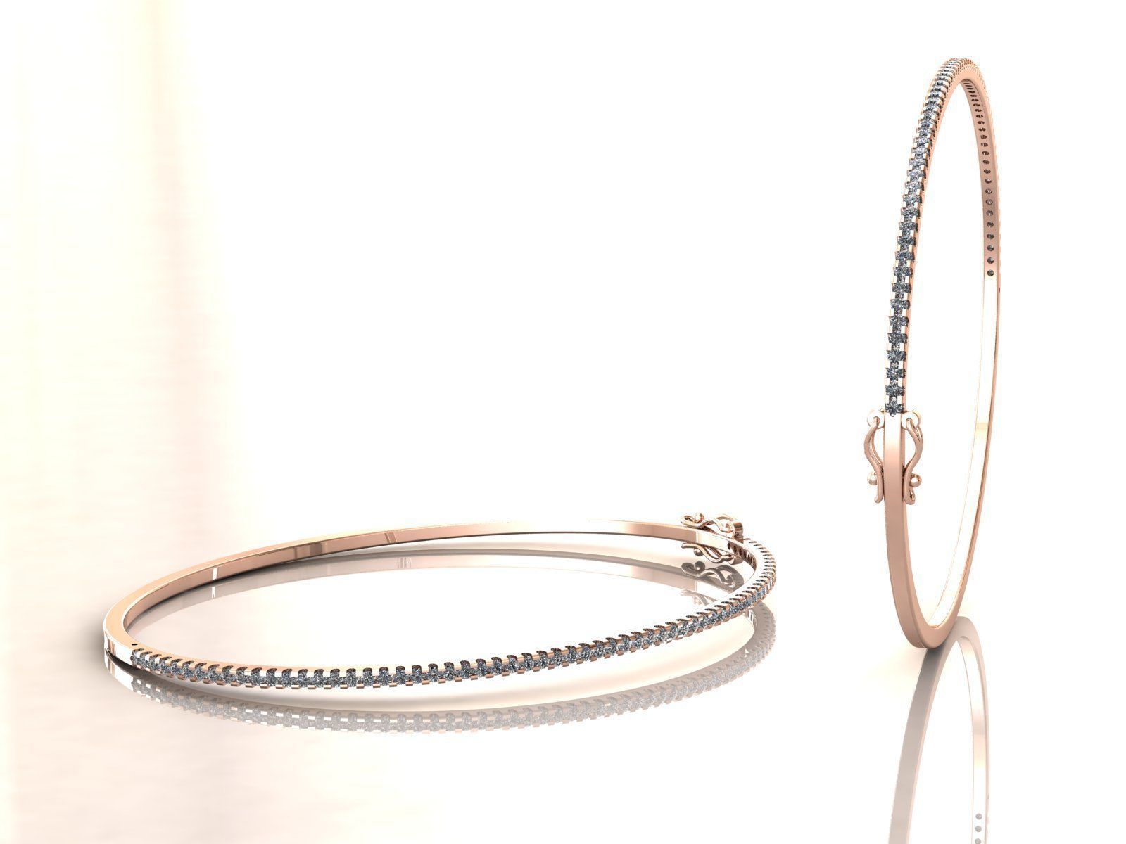 Diamond Bangle Bracelet 1Line 3D print model_7