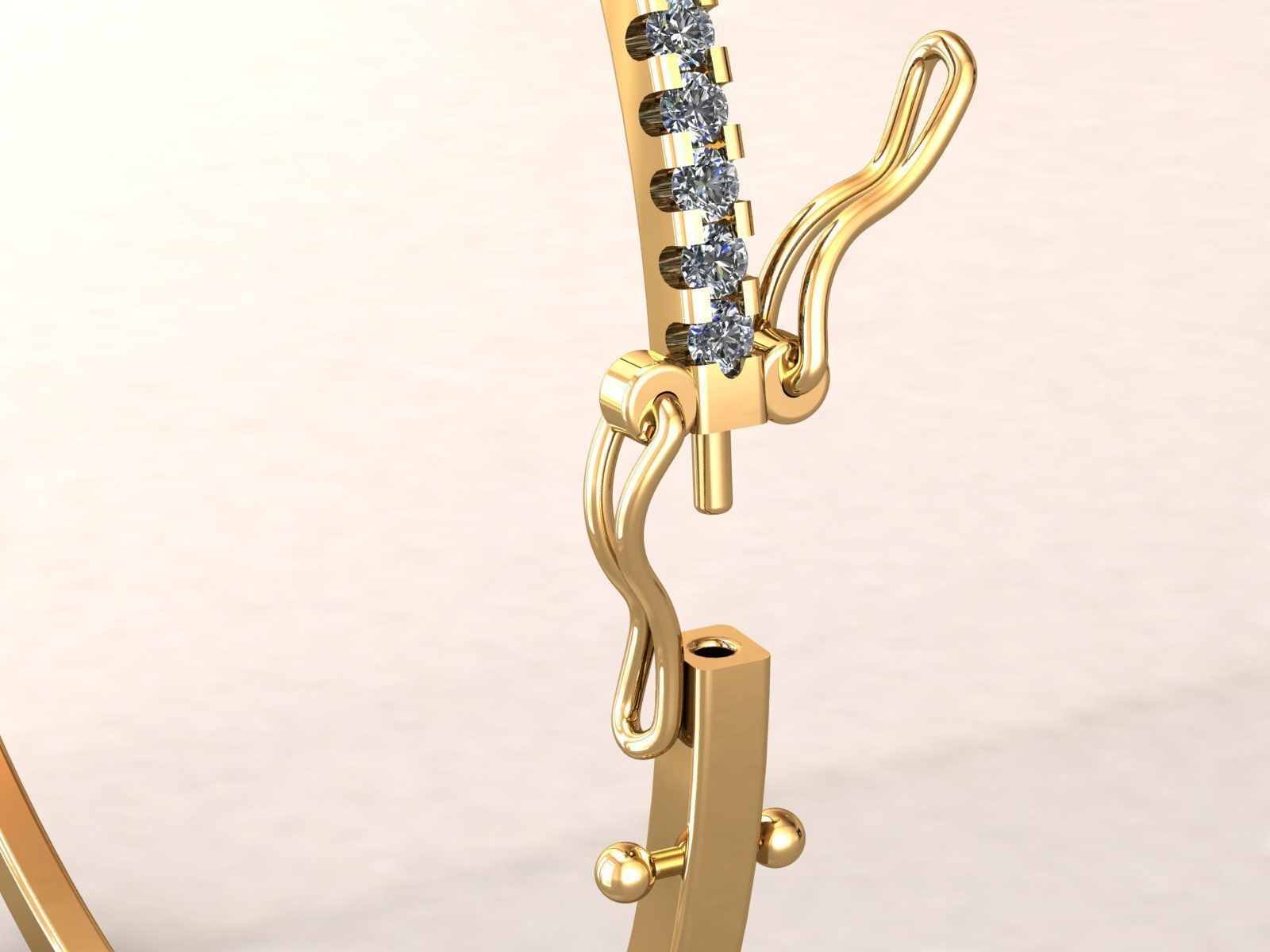 Diamond Bangle Bracelet 1Line 3D print model_9