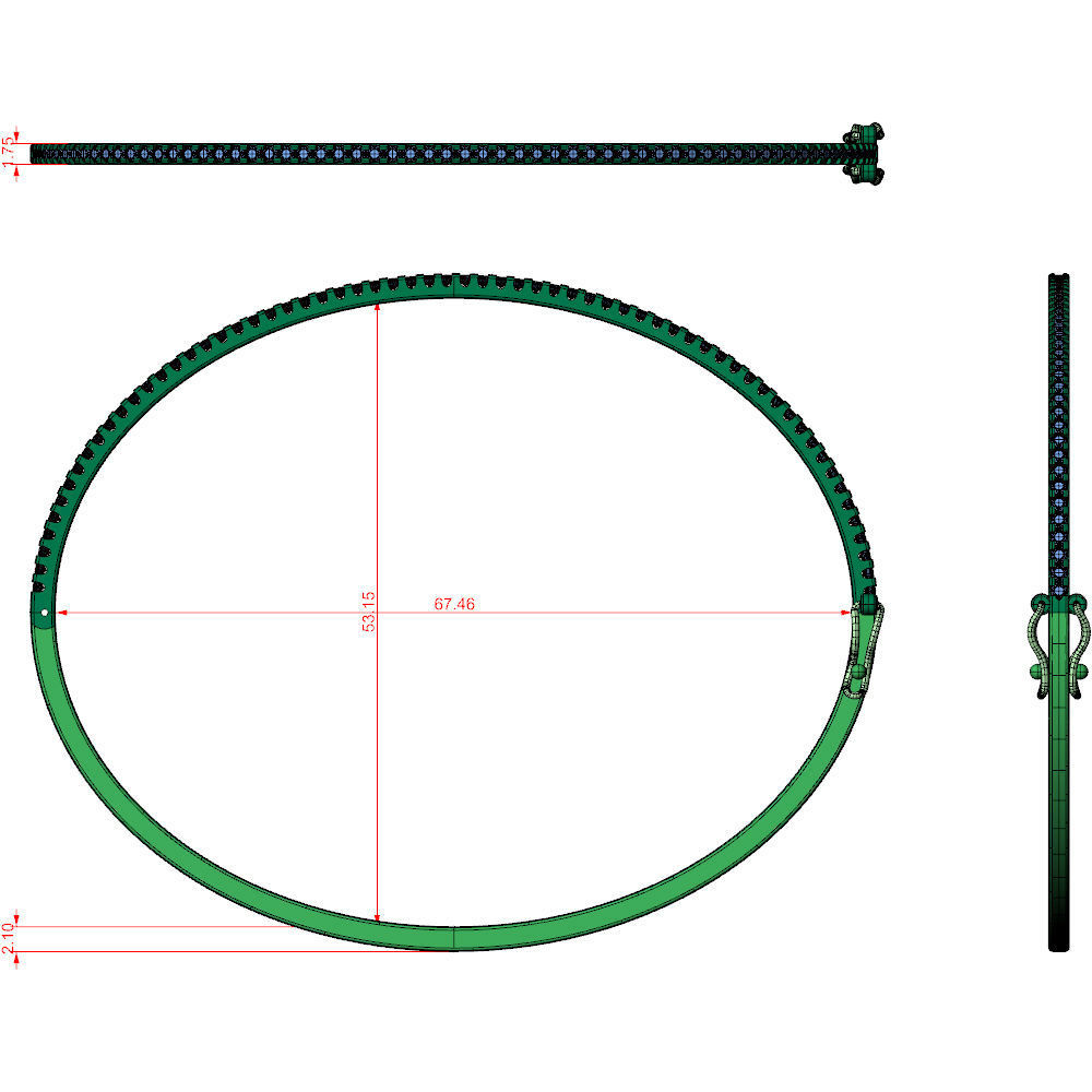Diamond Bangle Bracelet 1Line 3D print model_10