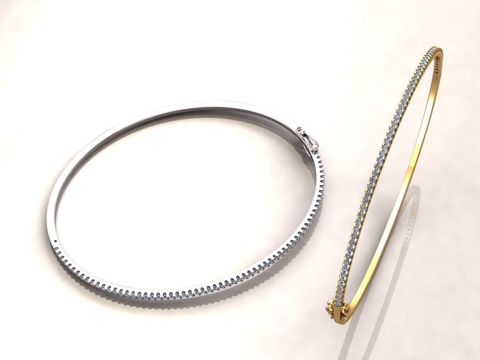 Diamond Bangle Bracelet 1Line 3D print model_3