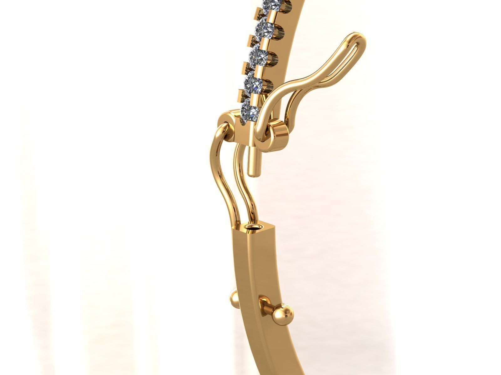 Diamond Bangle Bracelet 1Line 3D print model_6