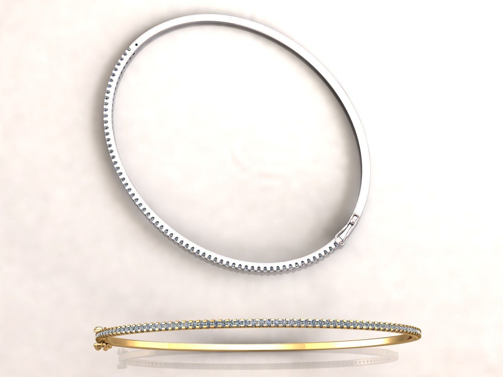 Diamond Bangle Bracelet 1Line 3D print model_5