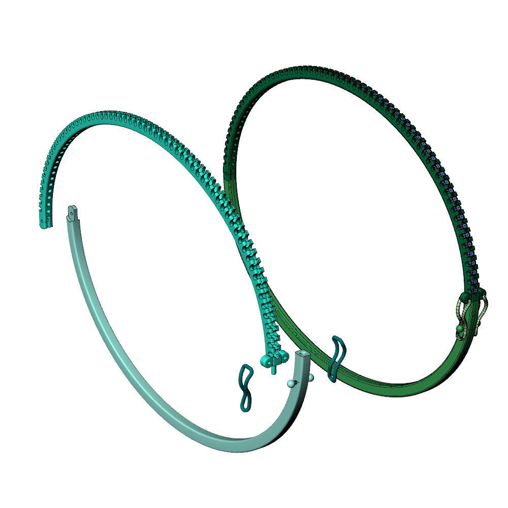 Diamond Bangle Bracelet 1Line 3D print model_17