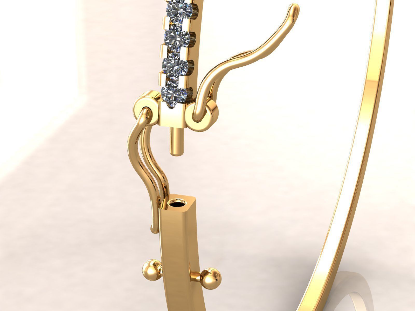 Diamond Bangle Bracelet 1Line 3D print model_8