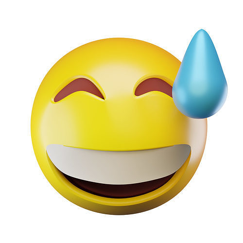 Laughing But Sweating Emoticon Low-poly 3D model