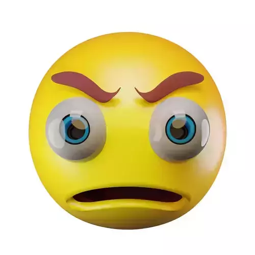 Angry Face Emoticon Low-poly 3D model
