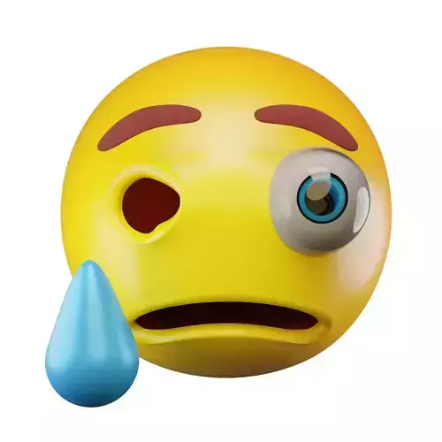Sad Face Emoticon Low-poly 3D model