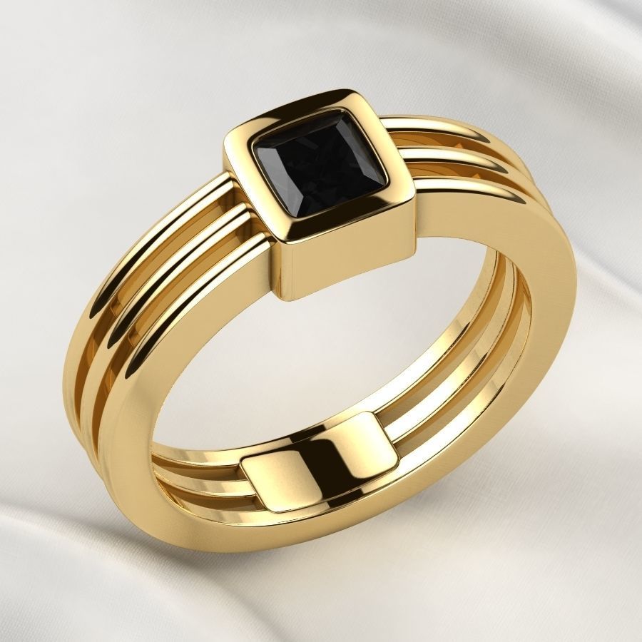 5mm Princess Gold Ring 3D print model_3