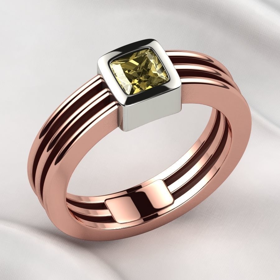 5mm Princess Gold Ring 3D print model_5