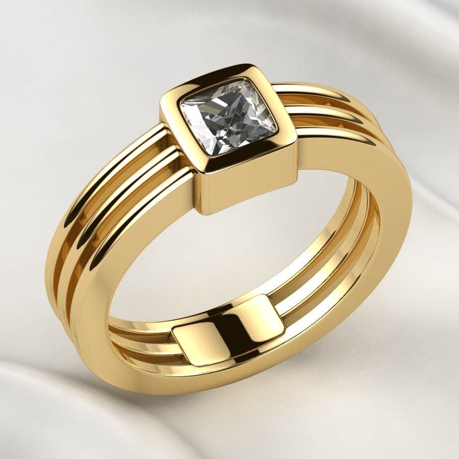 5mm Princess Gold Ring 3D print model_4