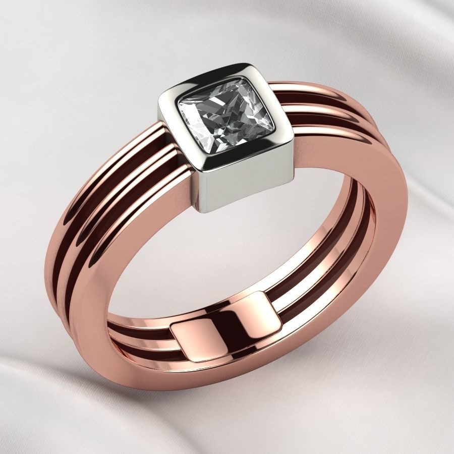 5mm Princess Gold Ring 3D print model_7