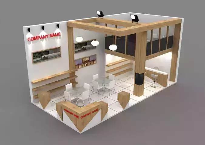 Booth Exhibition Stand Stall 10X5m Height 500 cm 2 Side Open  3D model