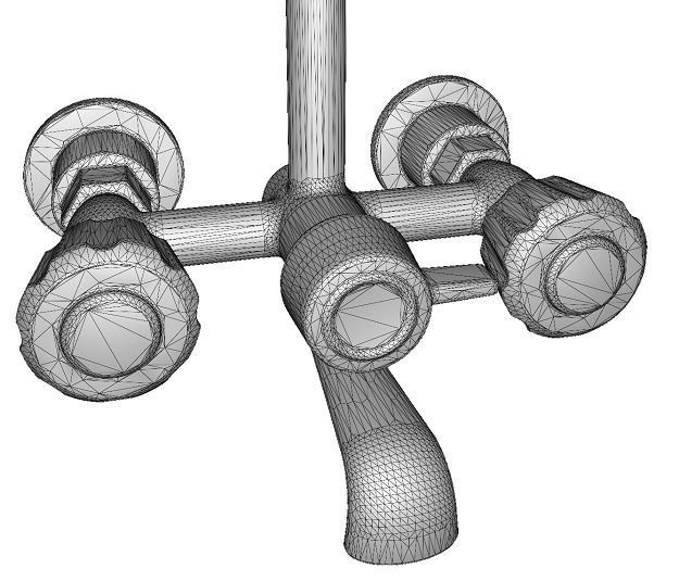 Rusty Chrome Shower Tap Low-poly 3D model_3