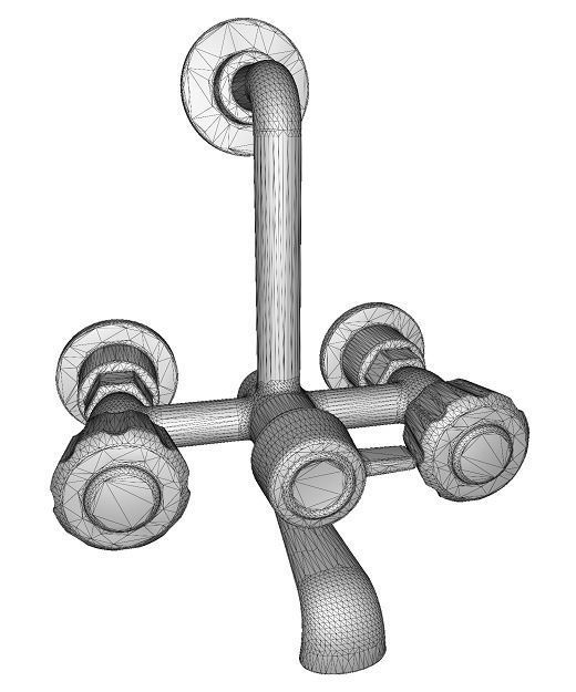 Rusty Chrome Shower Tap Low-poly 3D model_2