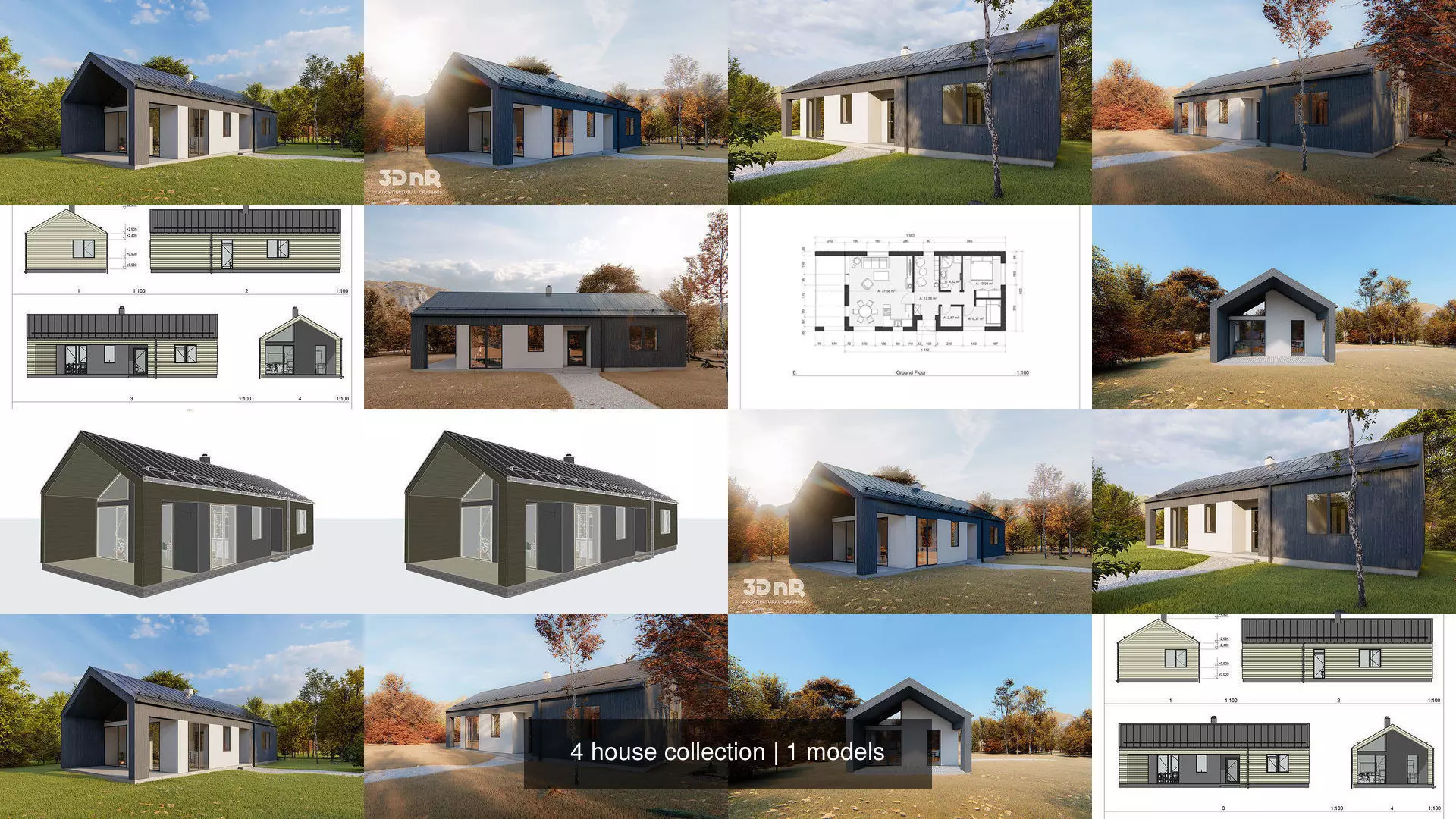 4 house collection with different views _0