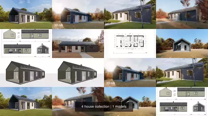 4 house collection with different views