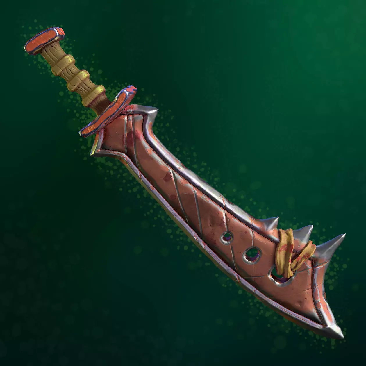 Stylized Lizard Sword PBR low-poly PBR-SPEC-GLOSS Low-poly 3D model_0