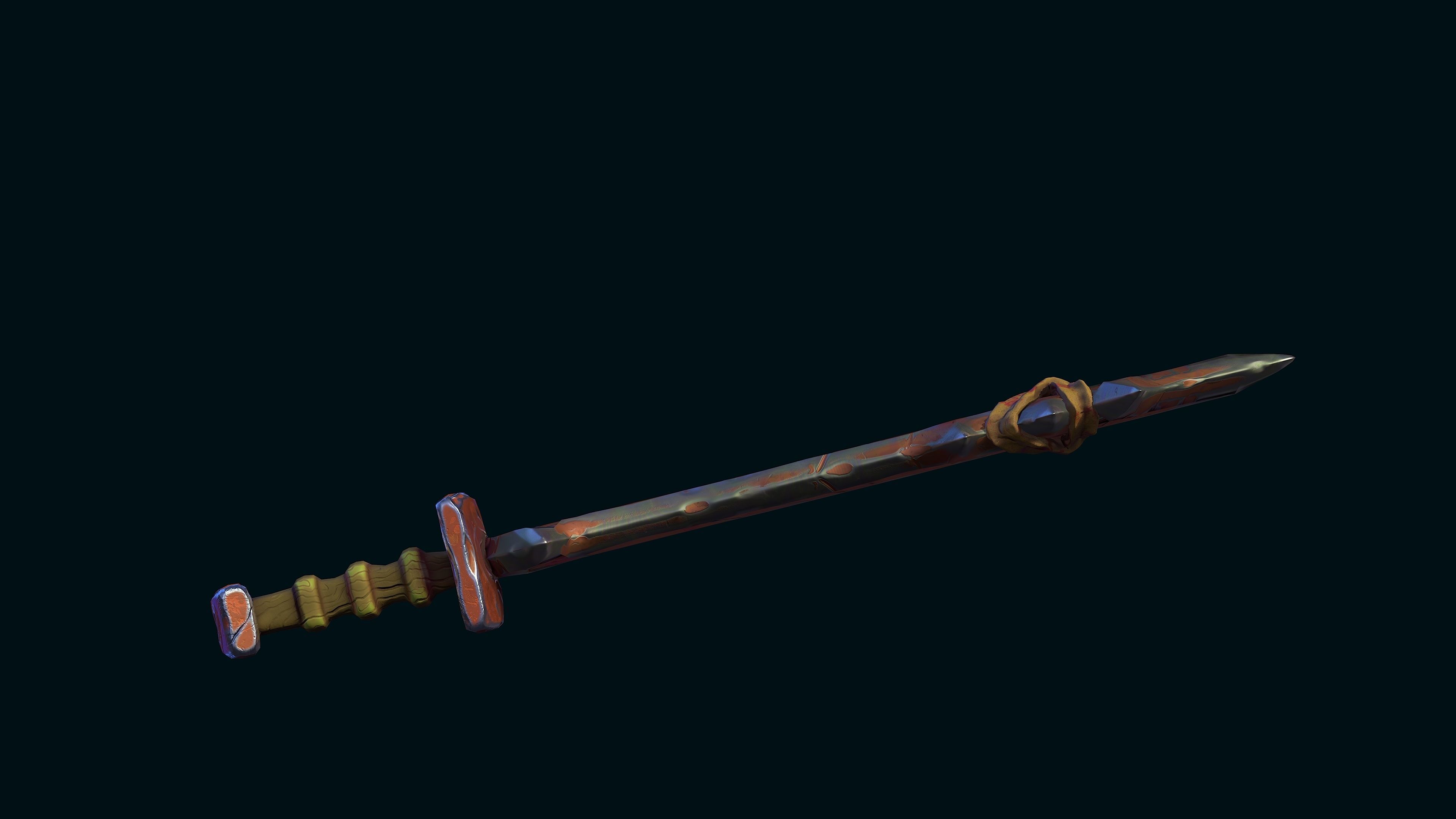 Stylized Lizard Sword PBR low-poly PBR-SPEC-GLOSS Low-poly 3D model_4