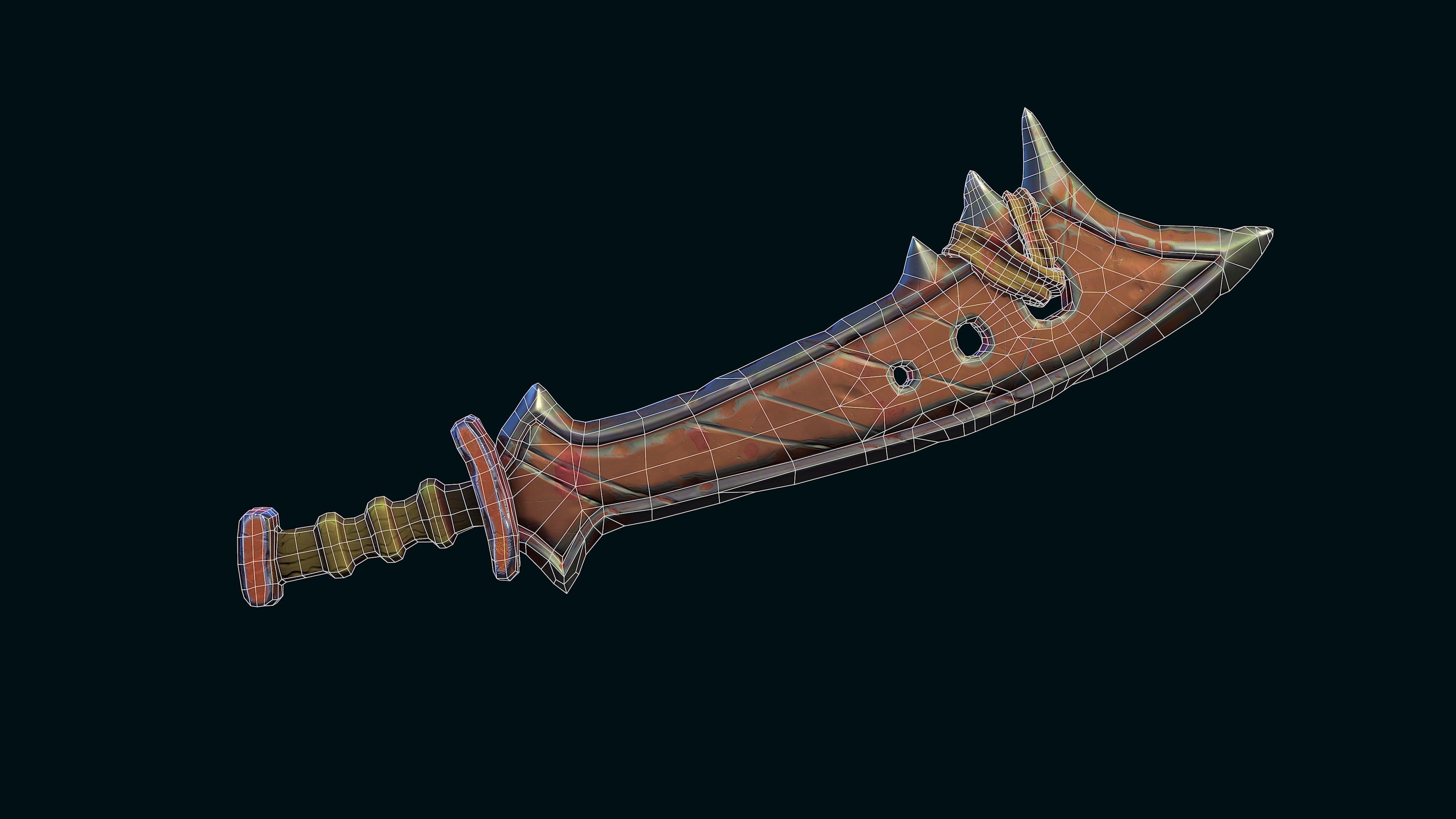 Stylized Lizard Sword PBR low-poly PBR-SPEC-GLOSS Low-poly 3D model_2