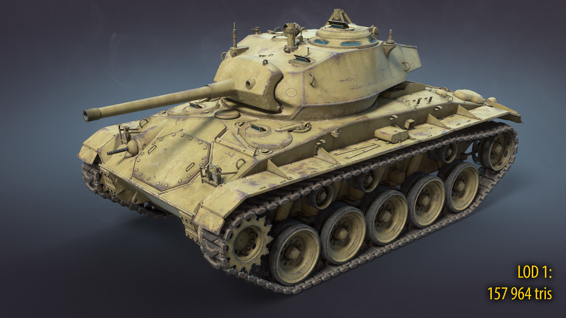 M24 Chaffee Low-poly 3D model_20
