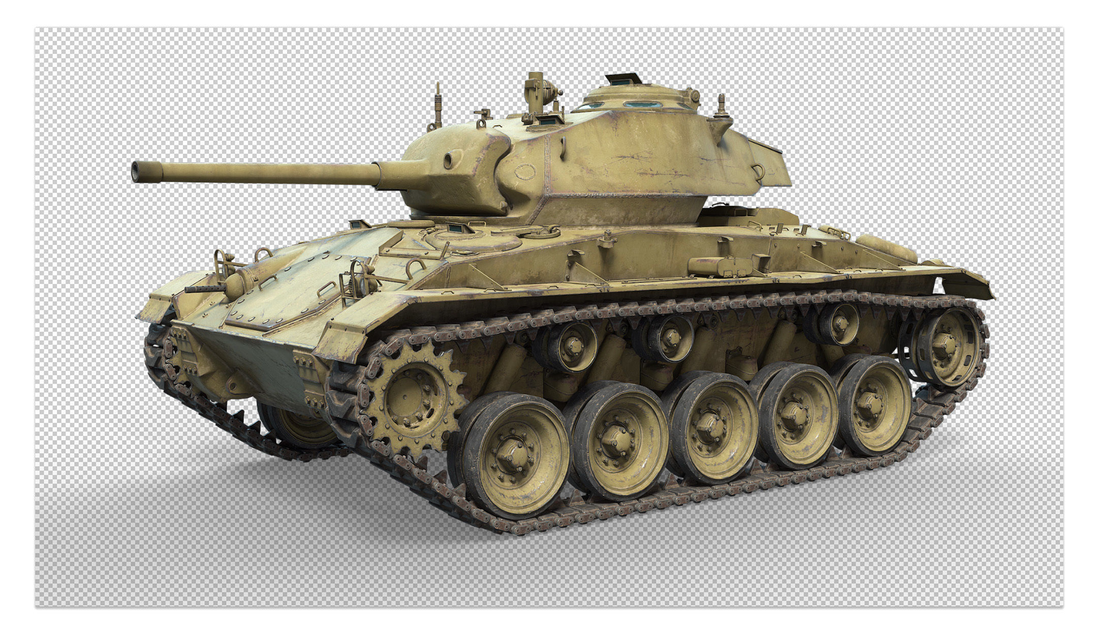 M24 Chaffee Low-poly 3D model_31