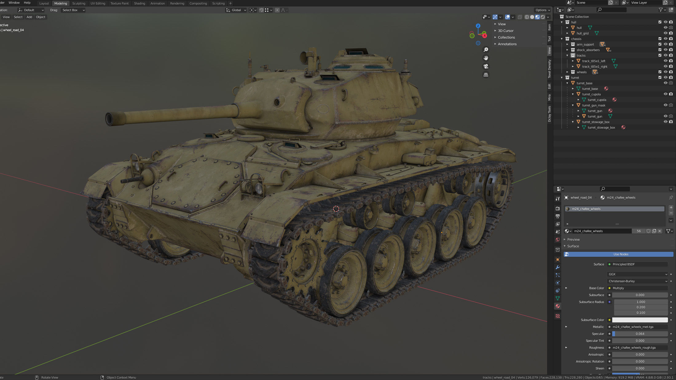 M24 Chaffee Low-poly 3D model_30