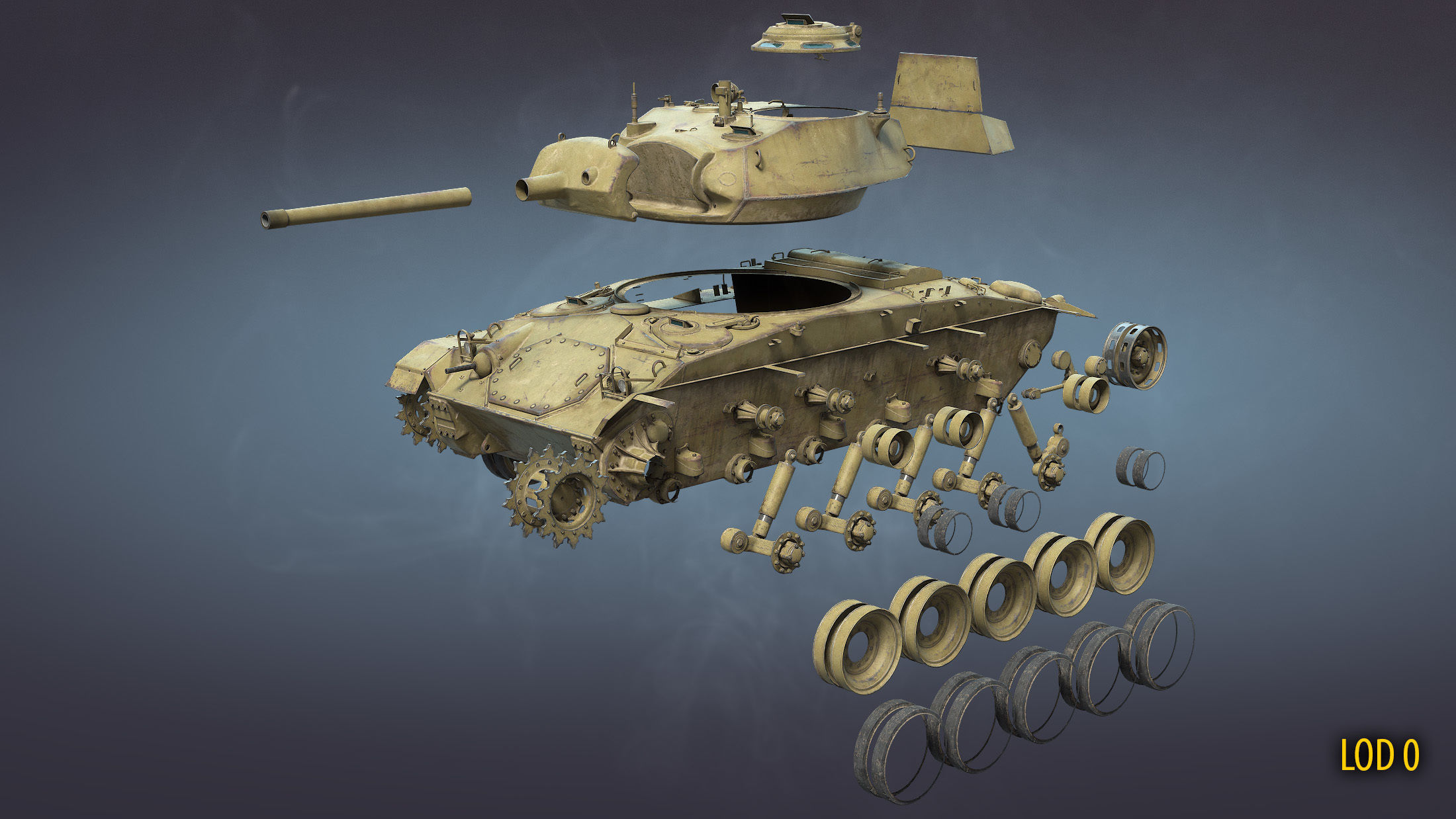 M24 Chaffee Low-poly 3D model_27
