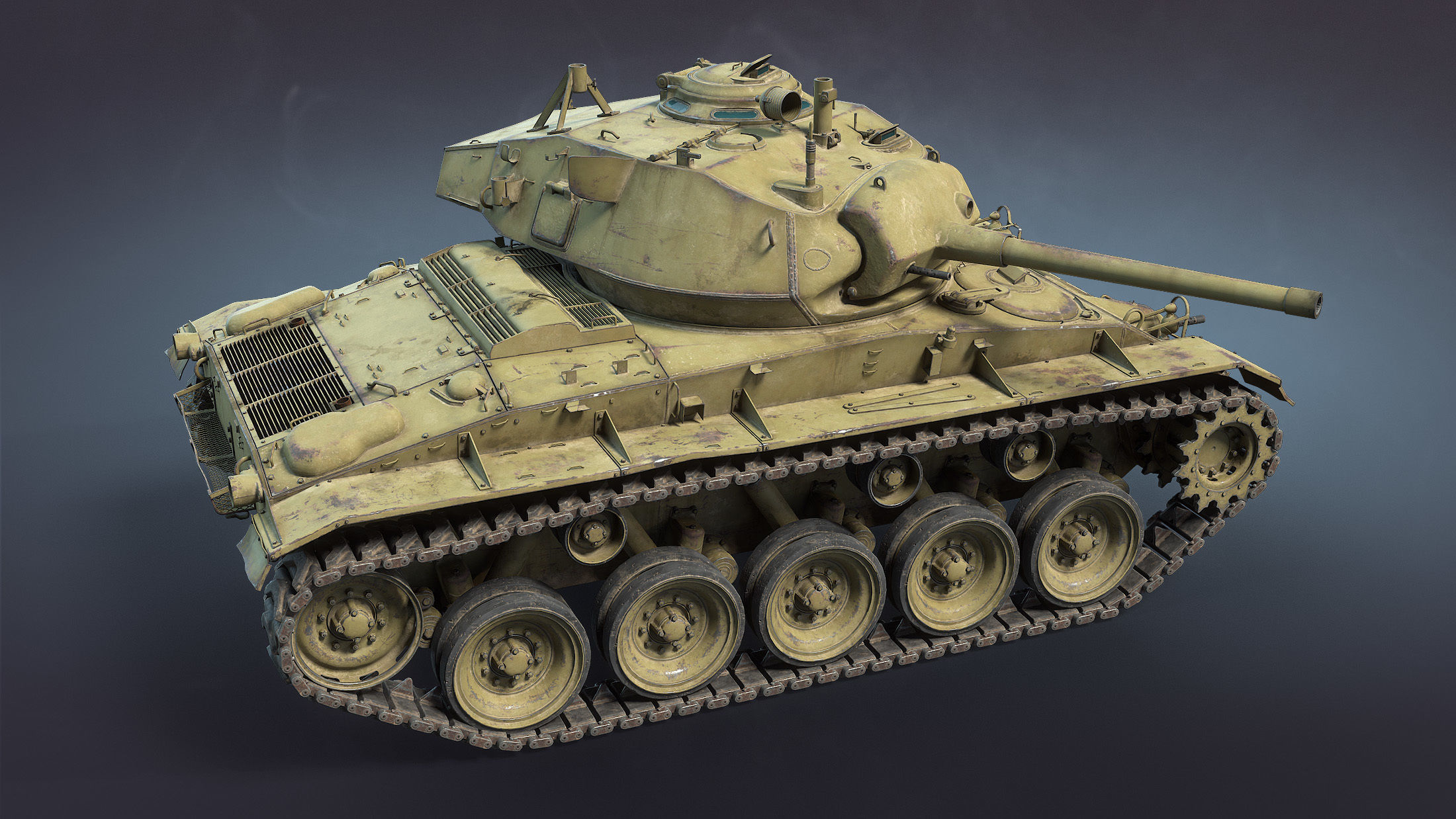 M24 Chaffee Low-poly 3D model_6