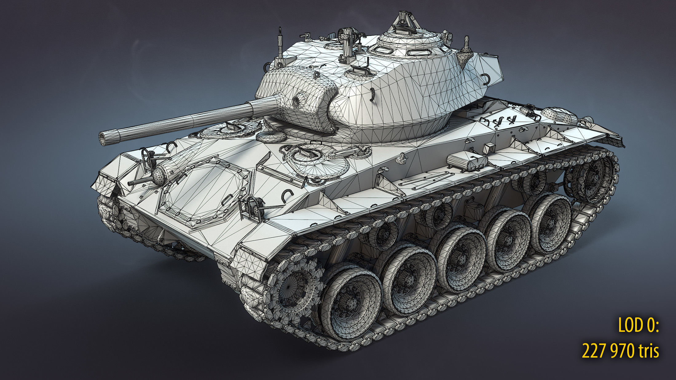 M24 Chaffee Low-poly 3D model_21