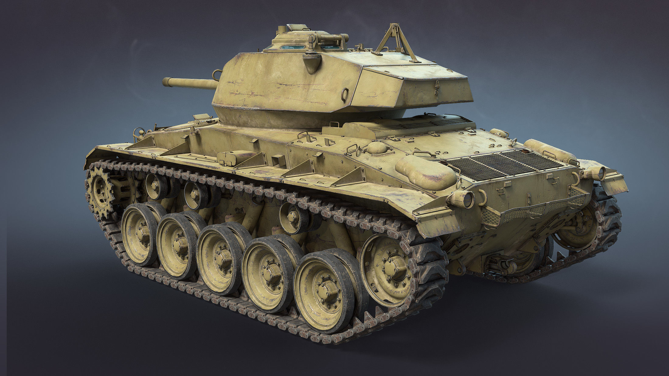 M24 Chaffee Low-poly 3D model_3