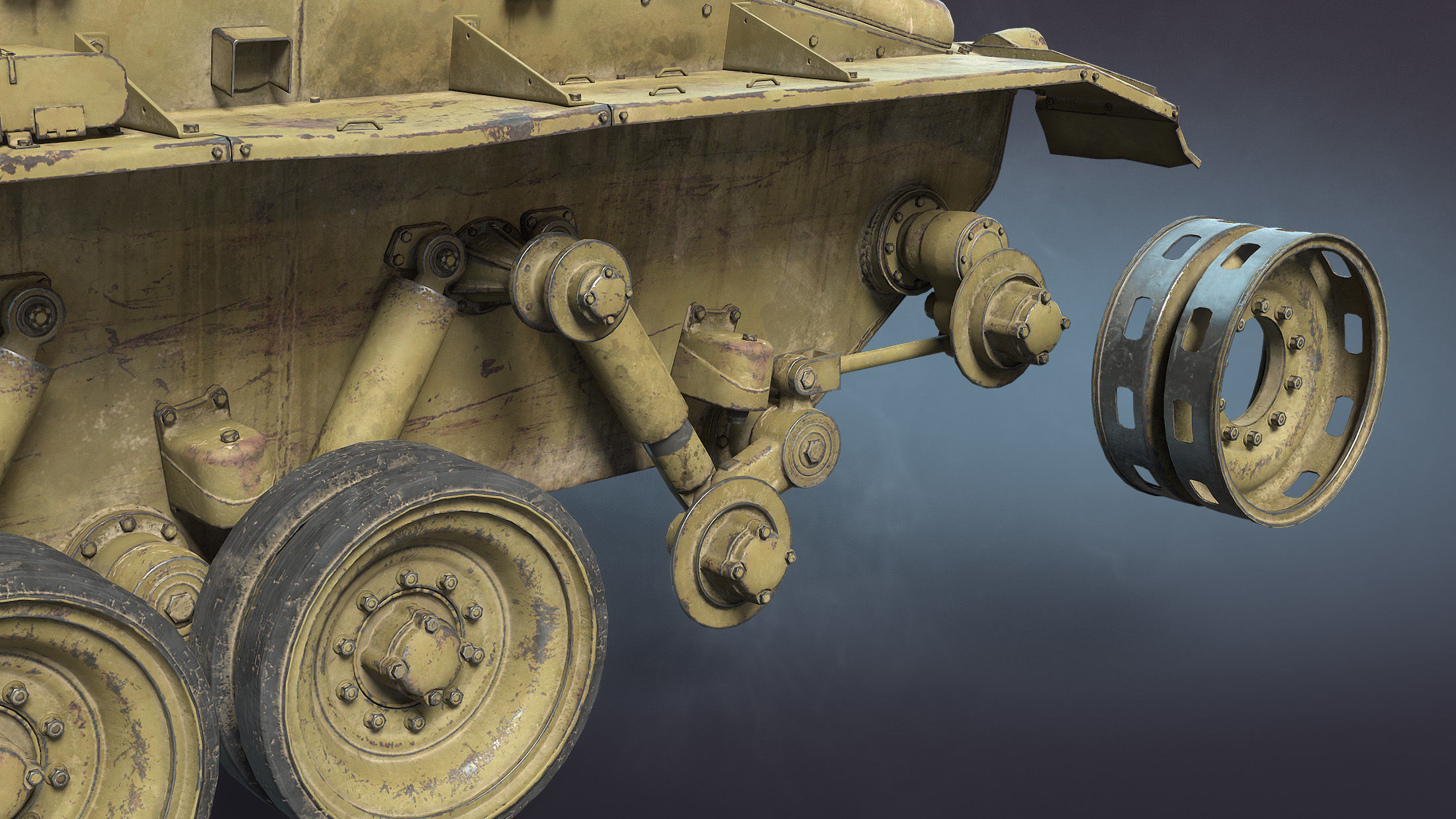 M24 Chaffee Low-poly 3D model_10