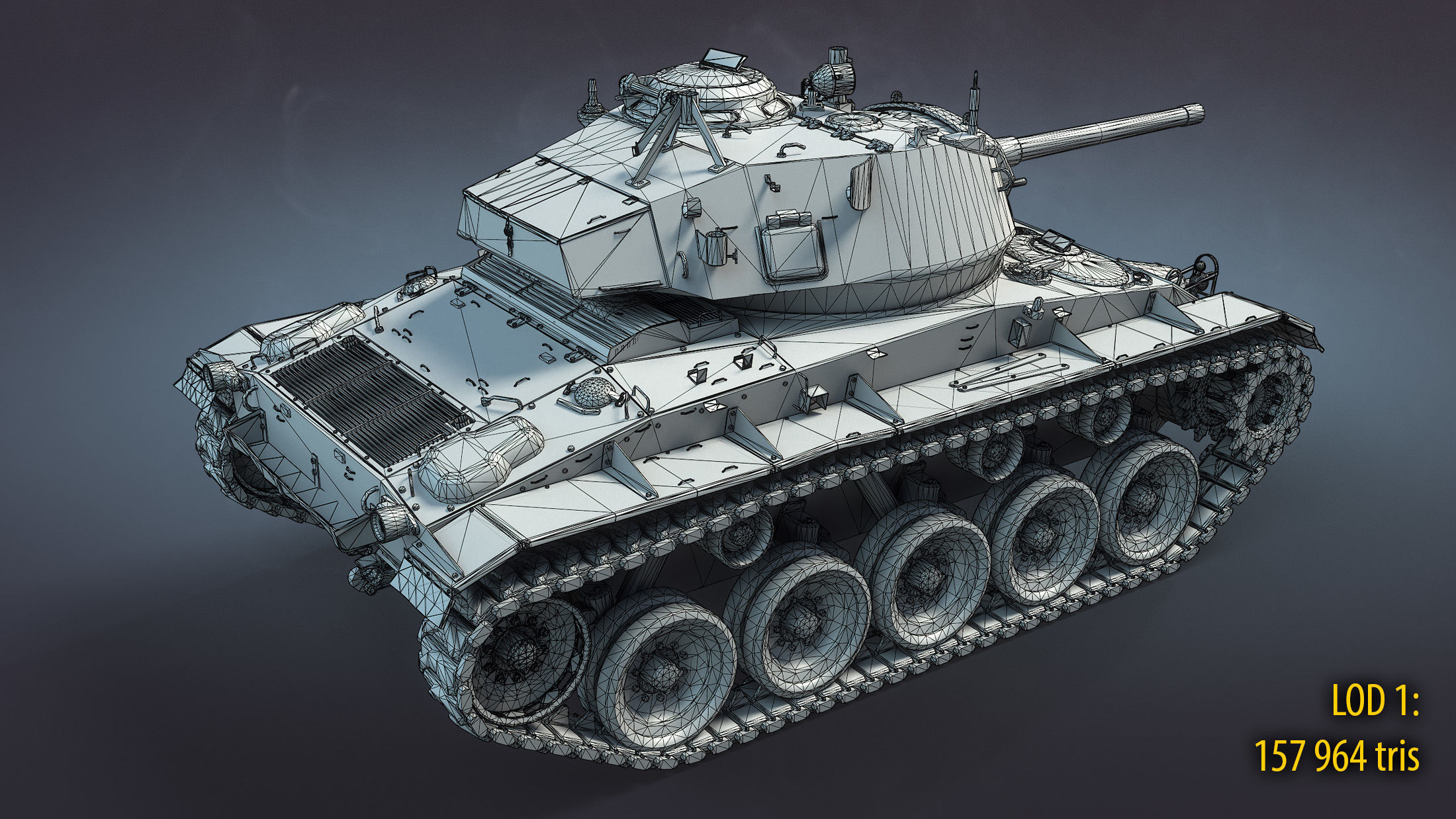 M24 Chaffee Low-poly 3D model_26