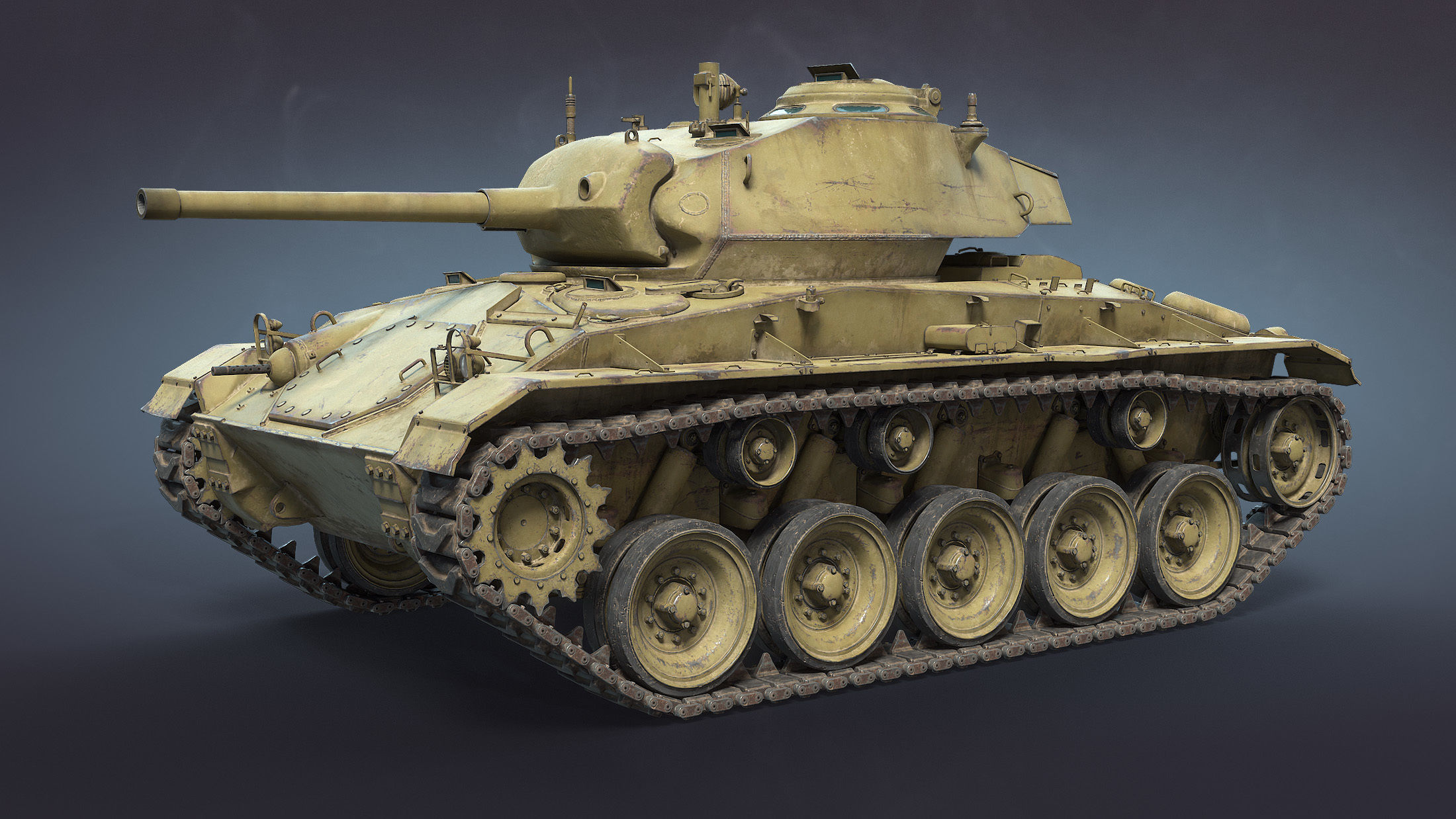 M24 Chaffee Low-poly 3D model_2