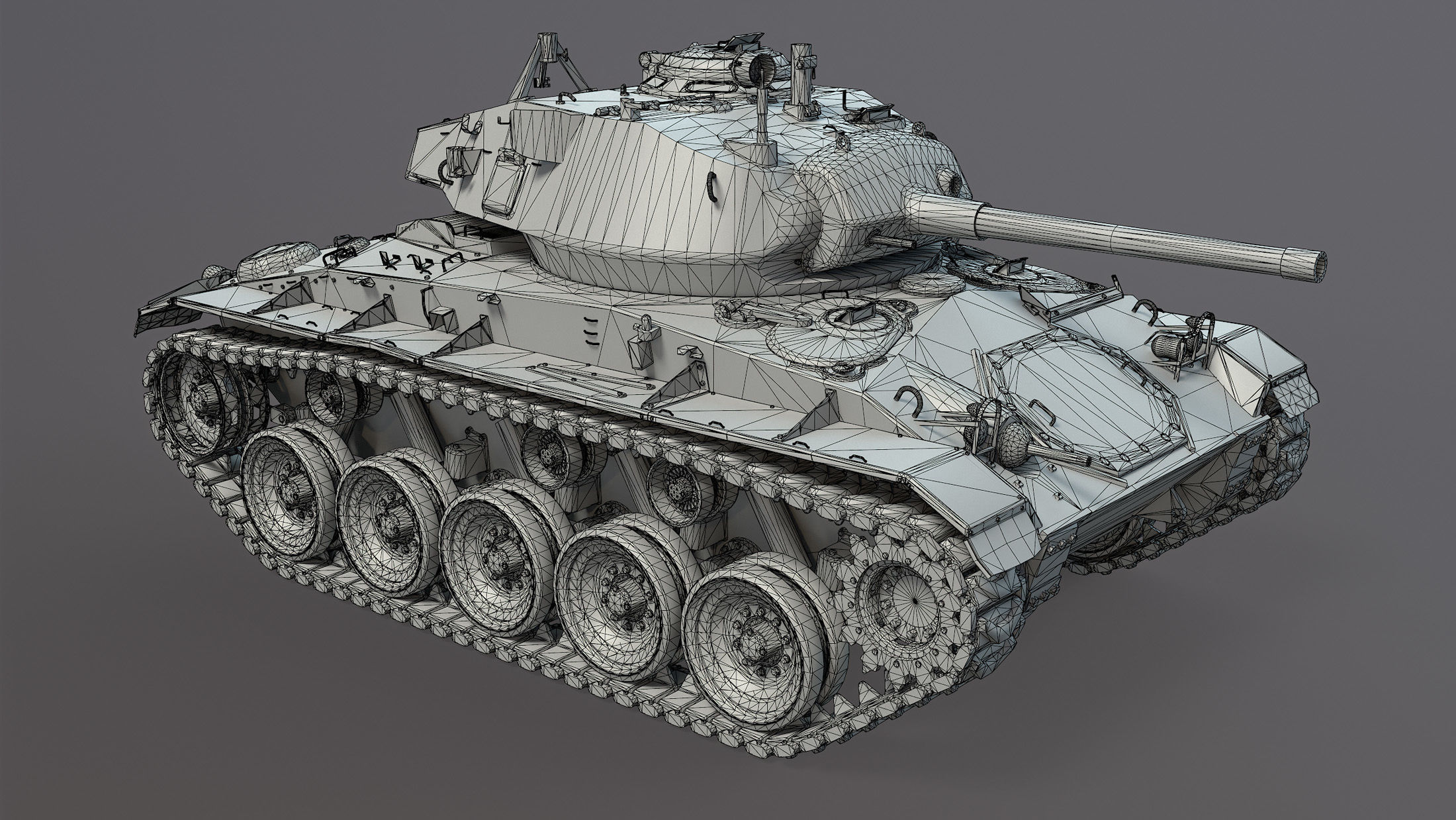 M24 Chaffee Low-poly 3D model_16