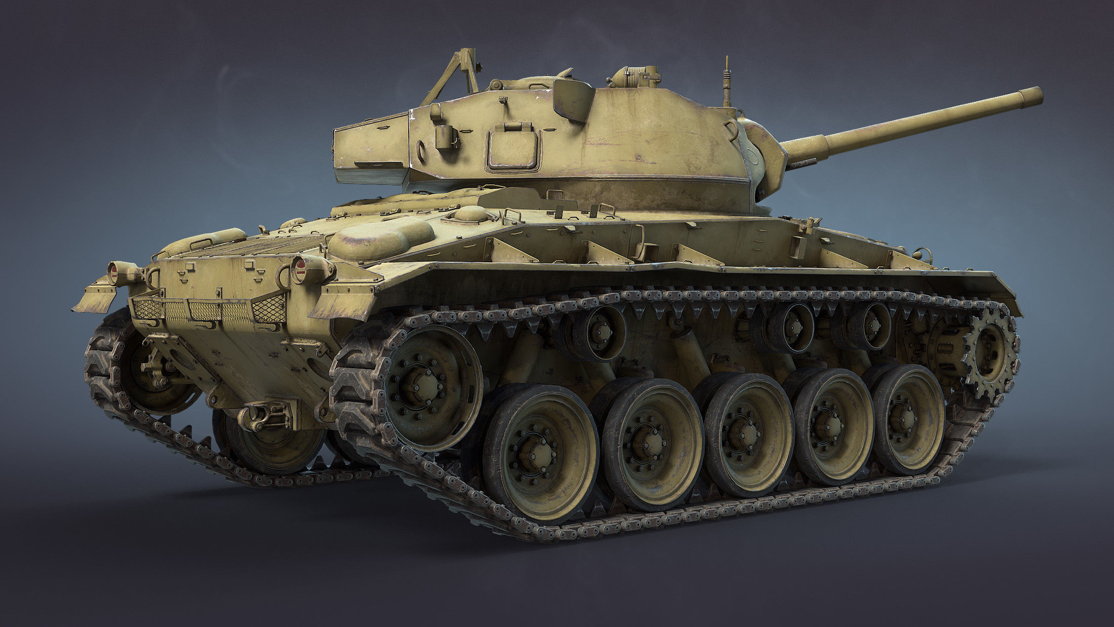 M24 Chaffee Low-poly 3D model_5