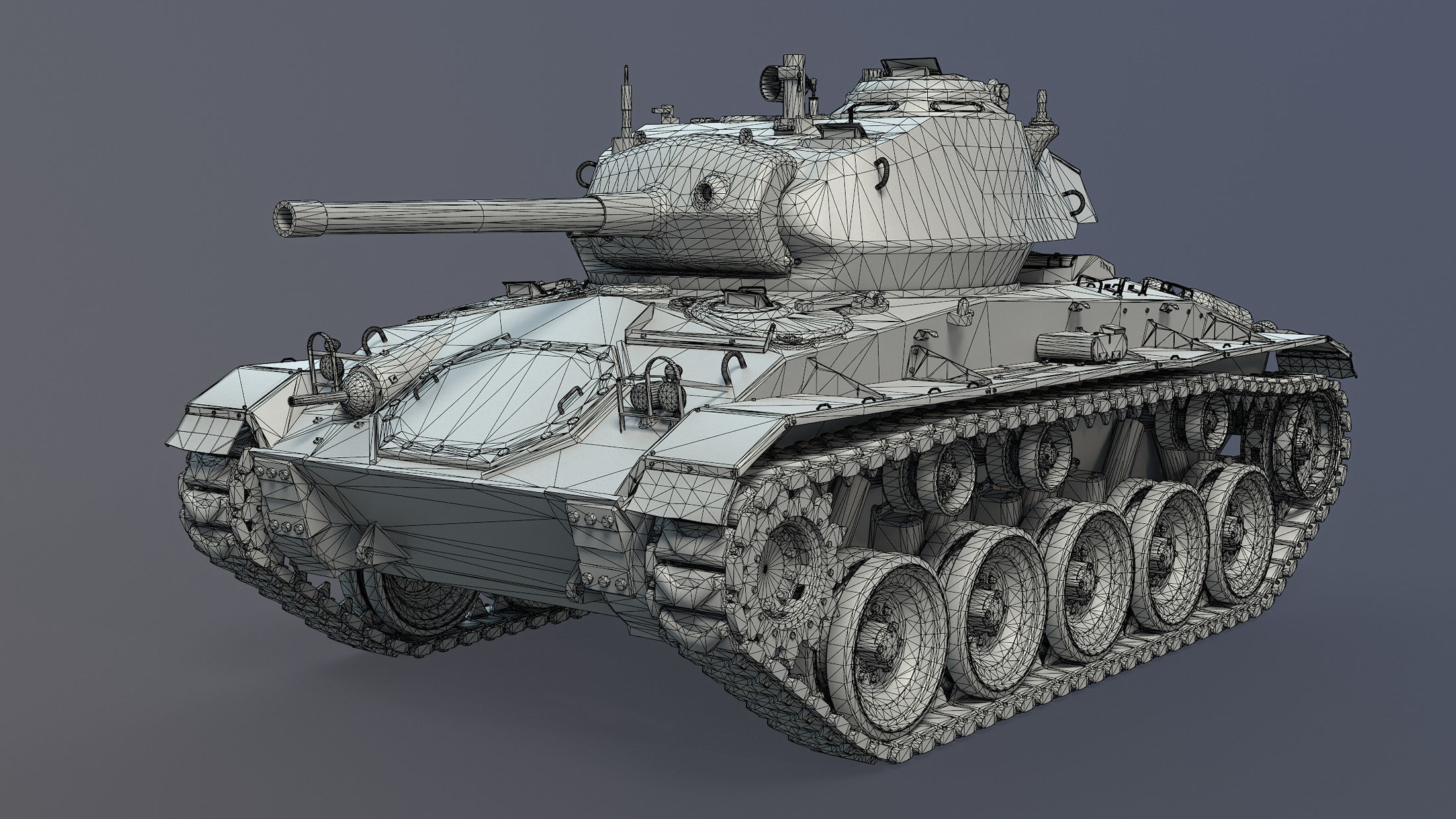 M24 Chaffee Low-poly 3D model_13