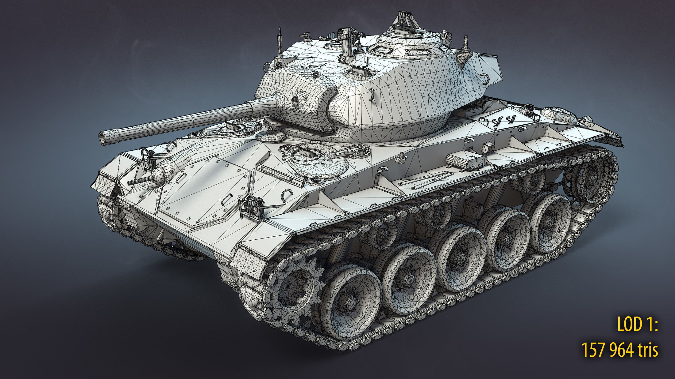 M24 Chaffee Low-poly 3D model_22