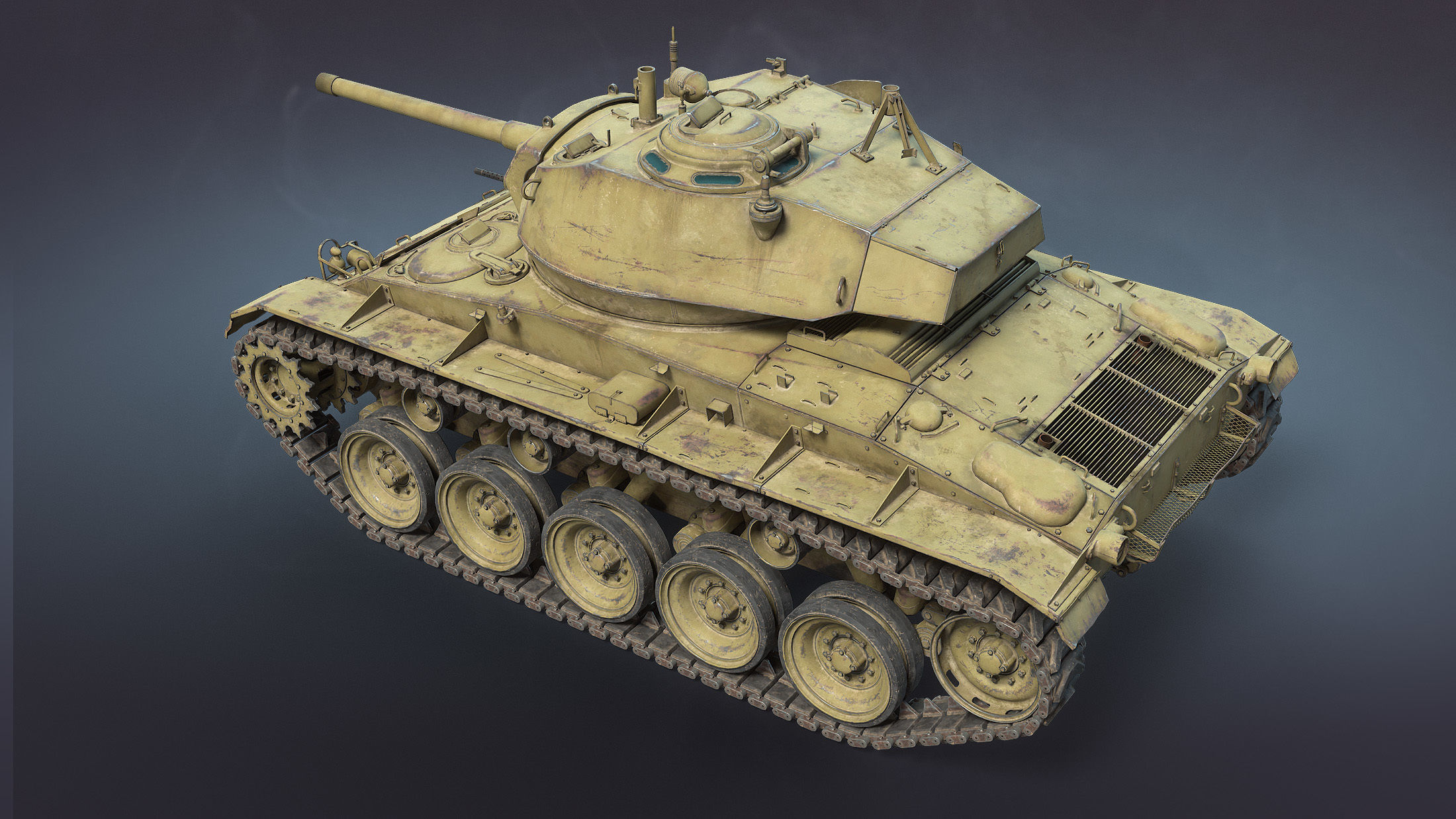 M24 Chaffee Low-poly 3D model_4