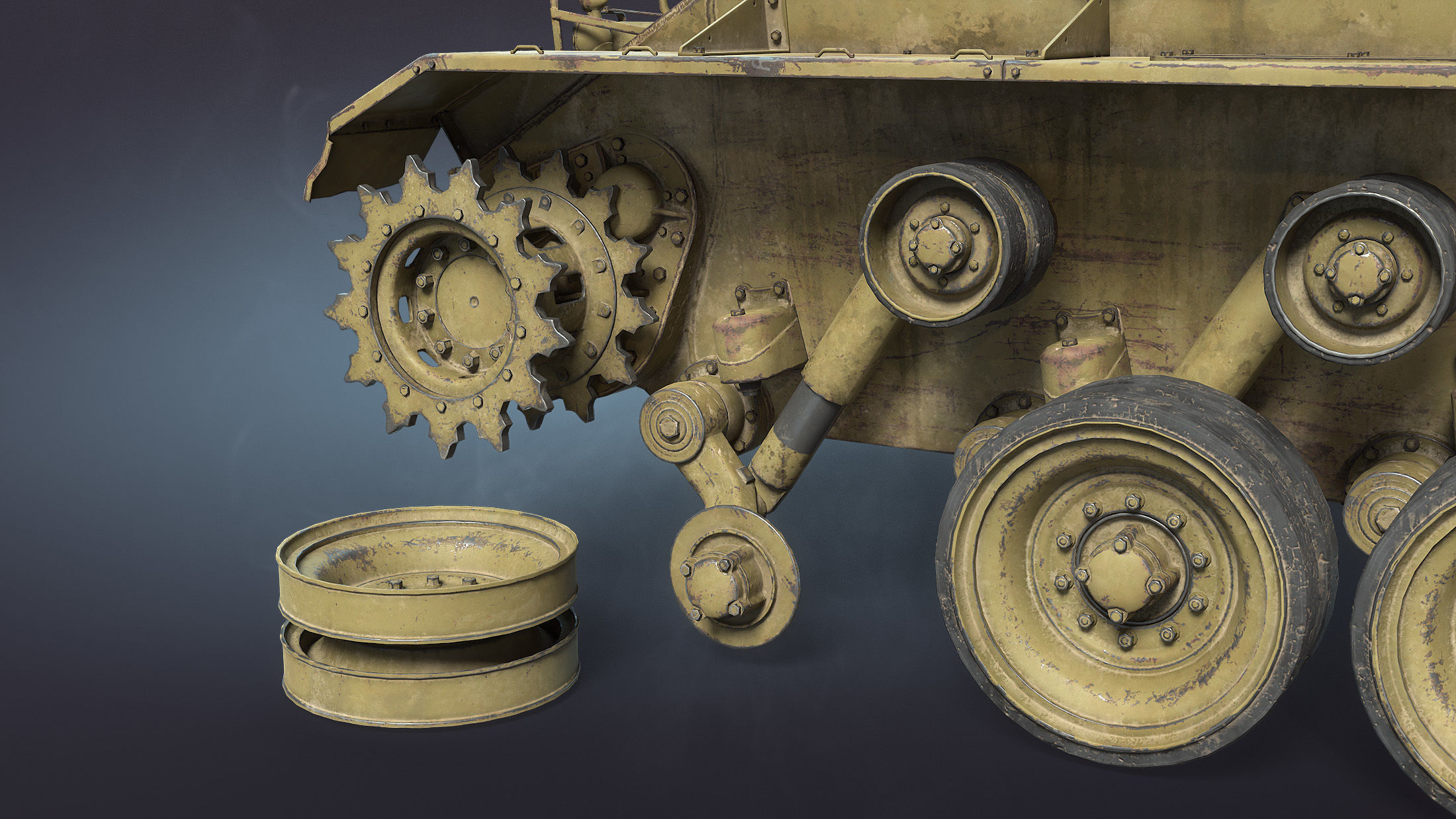 M24 Chaffee Low-poly 3D model_9