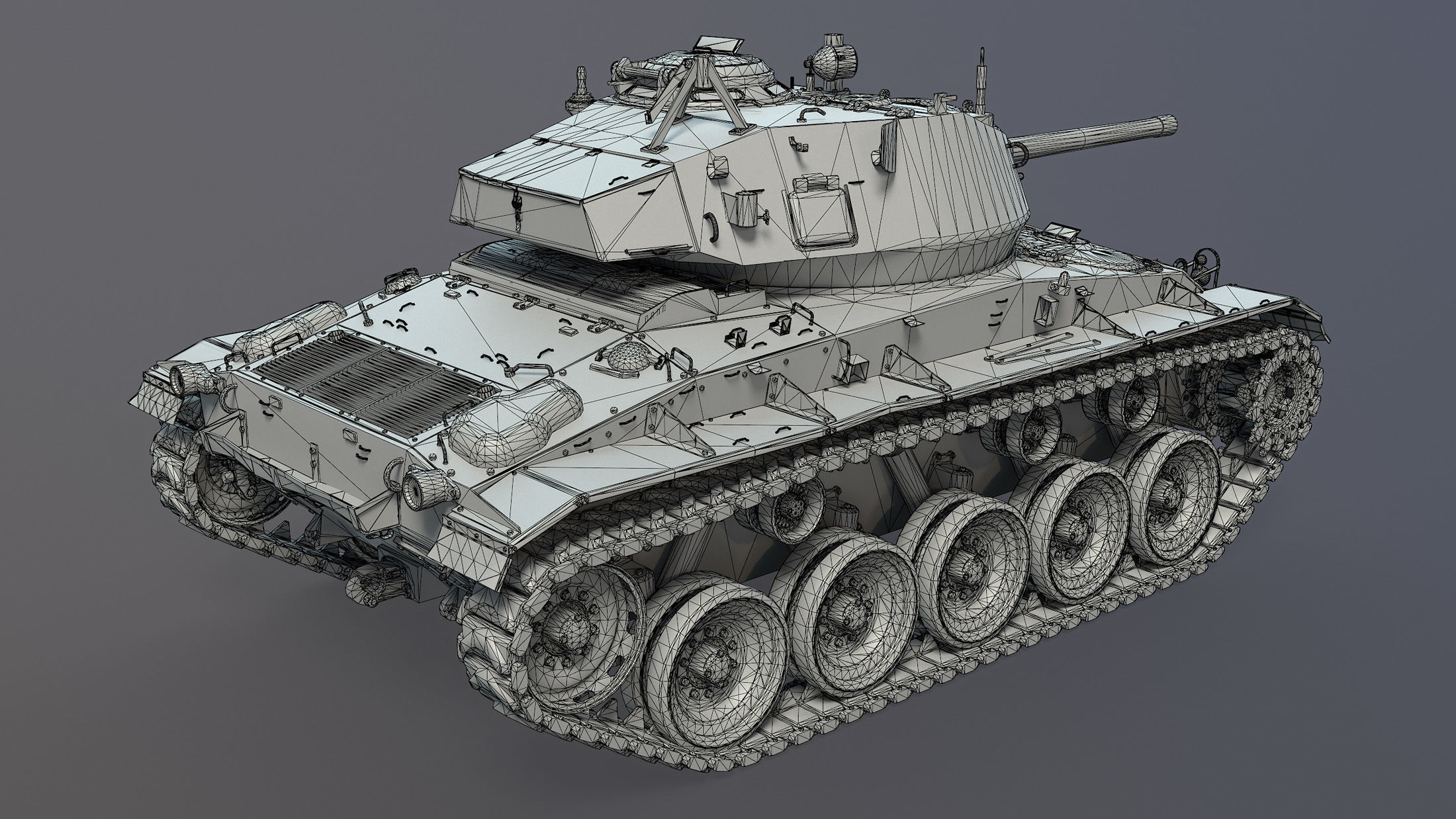 M24 Chaffee Low-poly 3D model_15