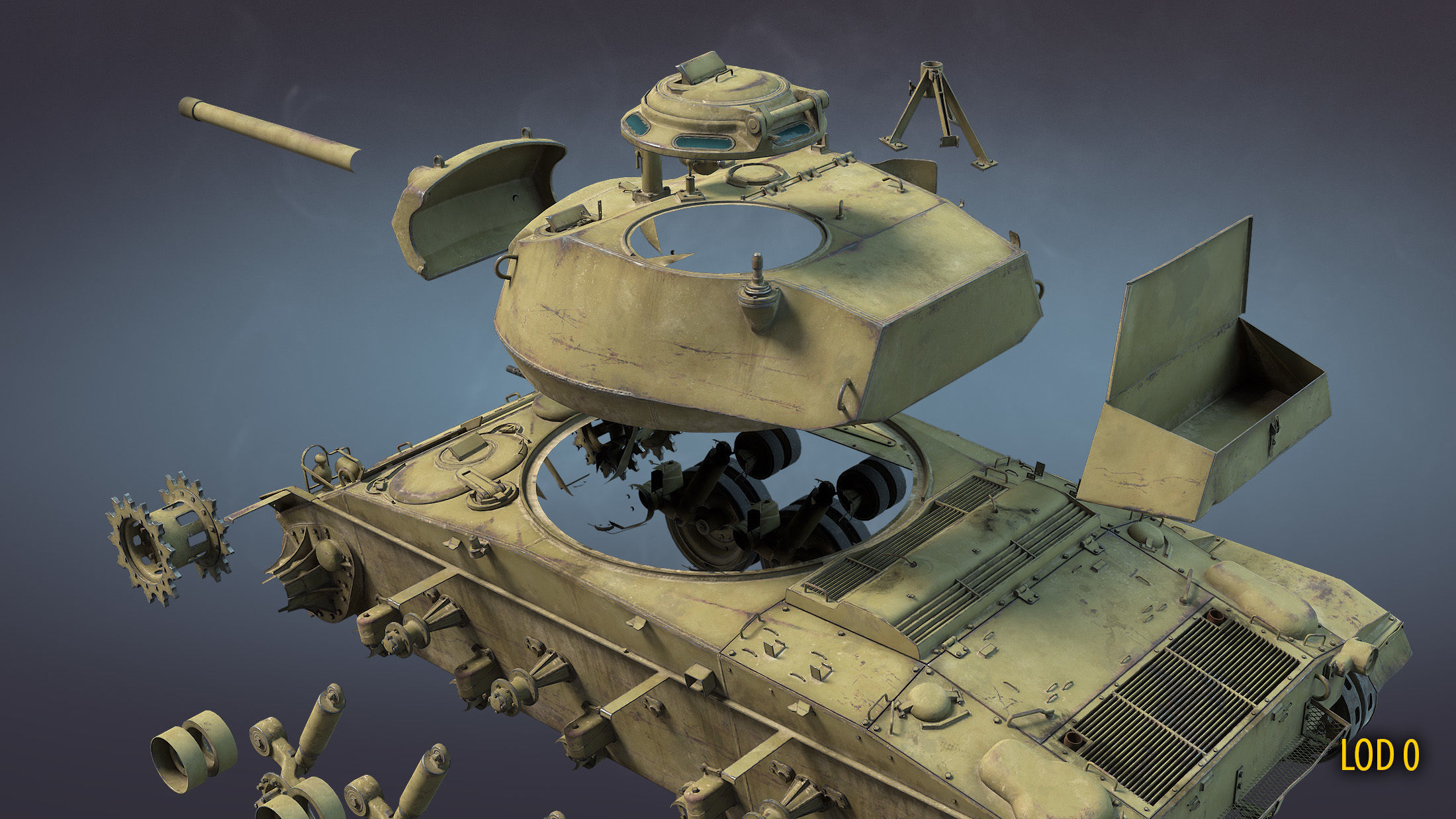 M24 Chaffee Low-poly 3D model_29