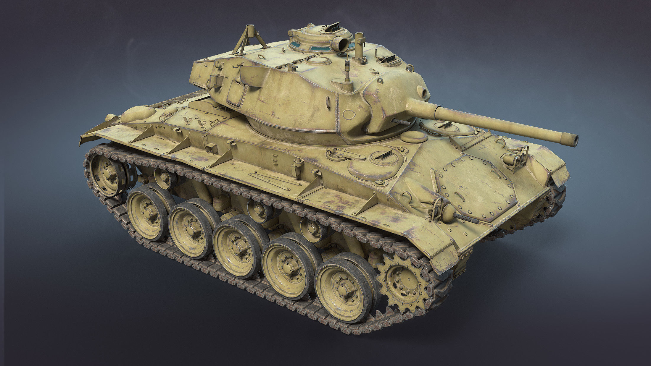 M24 Chaffee Low-poly 3D model_7