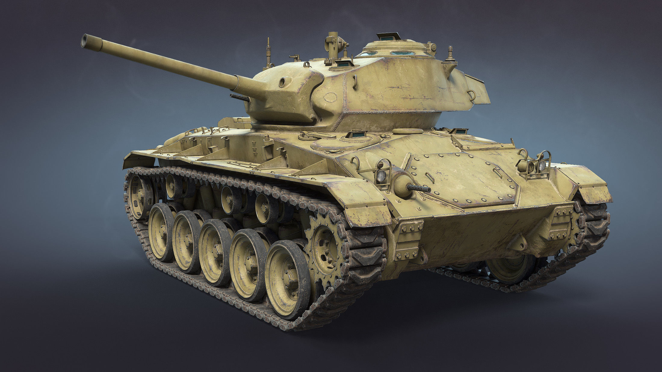 M24 Chaffee Low-poly 3D model_8