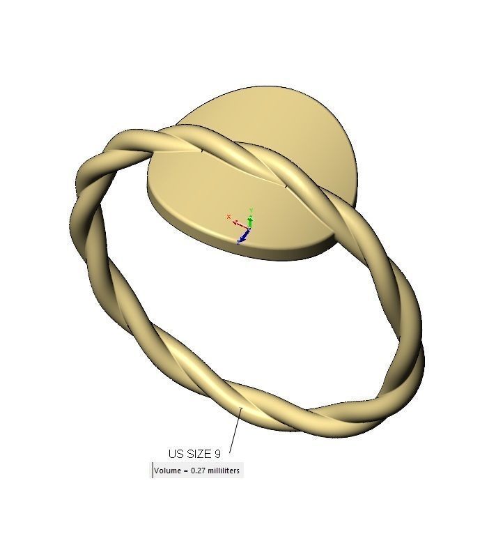 Braided rope coin ring US sizes 5to9 3D print model_10