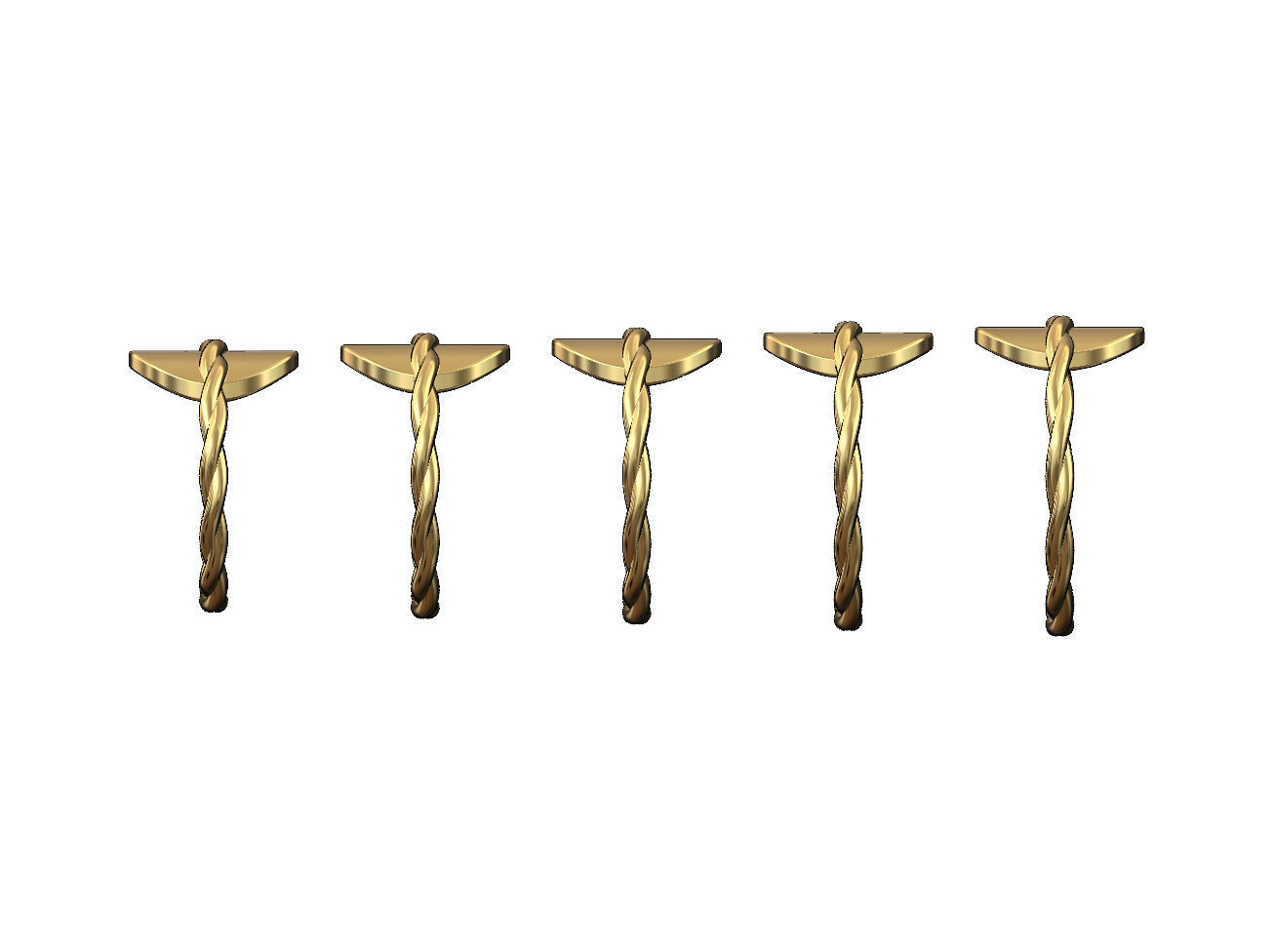 Braided rope coin ring US sizes 5to9 3D print model_2