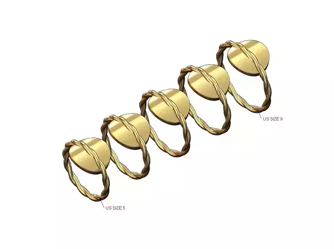 Braided rope coin ring US sizes 5to9